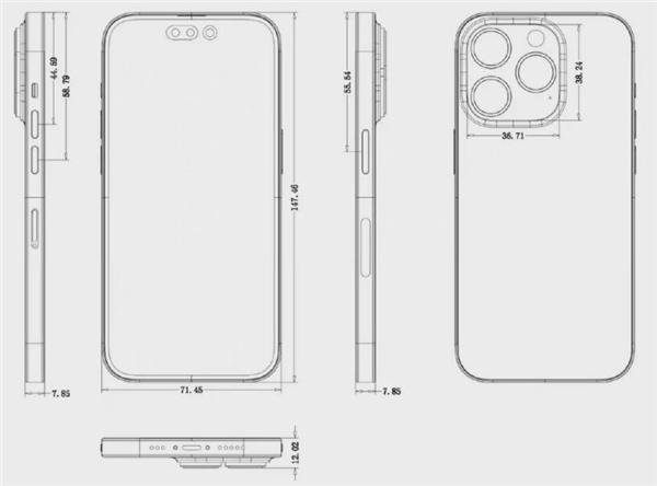 苹果iPhone 14 pro系列CAD设计图曝光